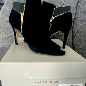 Marc Fisher Black Suede Women's Shoes Peep Toe